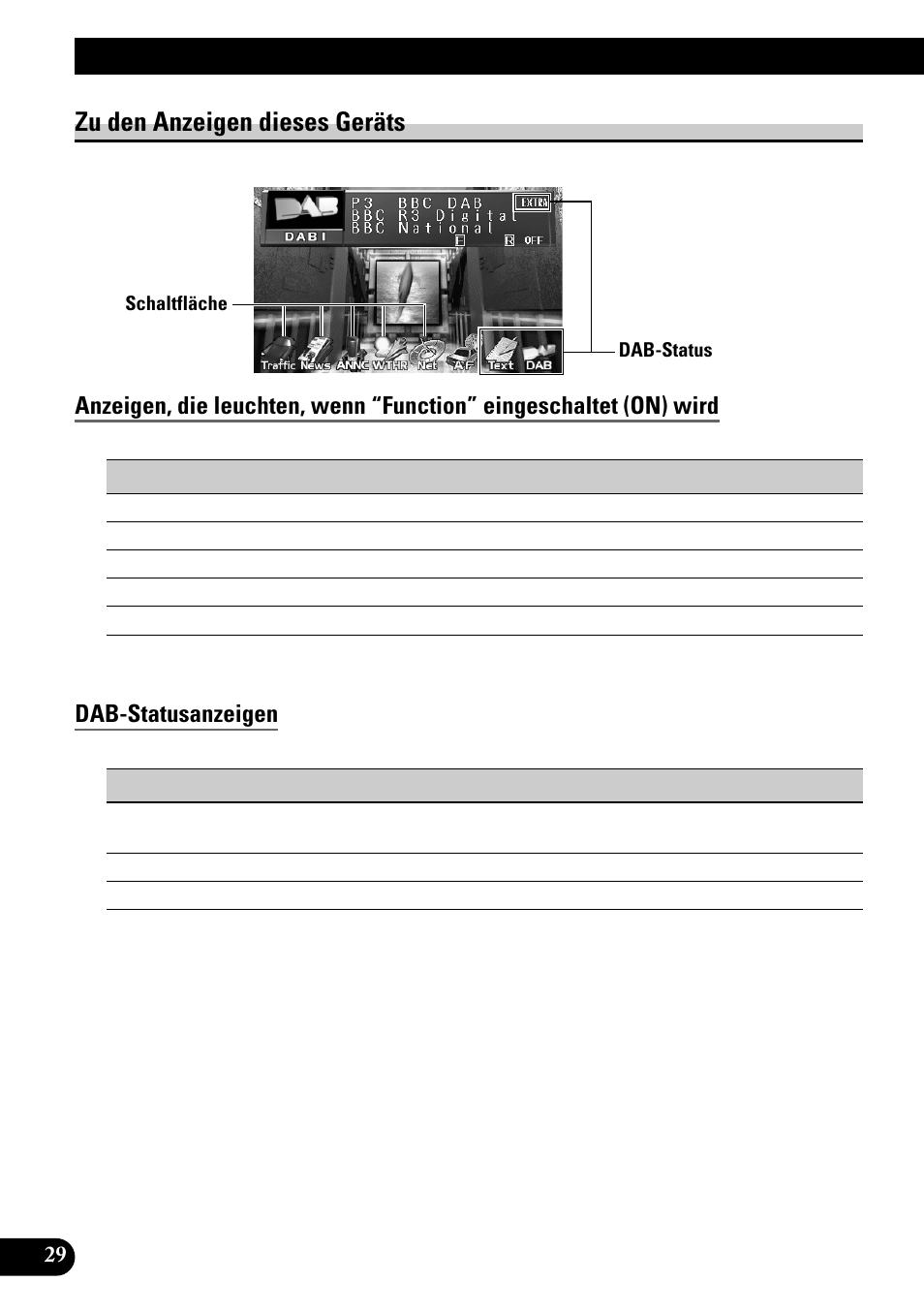 Zu den anzeigen dieses geräts, Grundlegender betrieb mit avm-p9000r, Dab-statusanzeigen | Pioneer GEX-P700DAB User Manual | Page 110 / 124