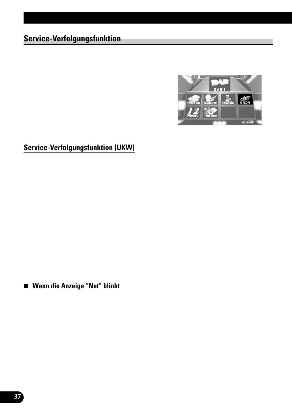 Service-verfolgungsfunktion, Gebrauch der dab-funktionen mit avm-p9000r, Service-verfolgungsfunktion (ukw) | Pioneer GEX-P700DAB User Manual | Page 118 / 124