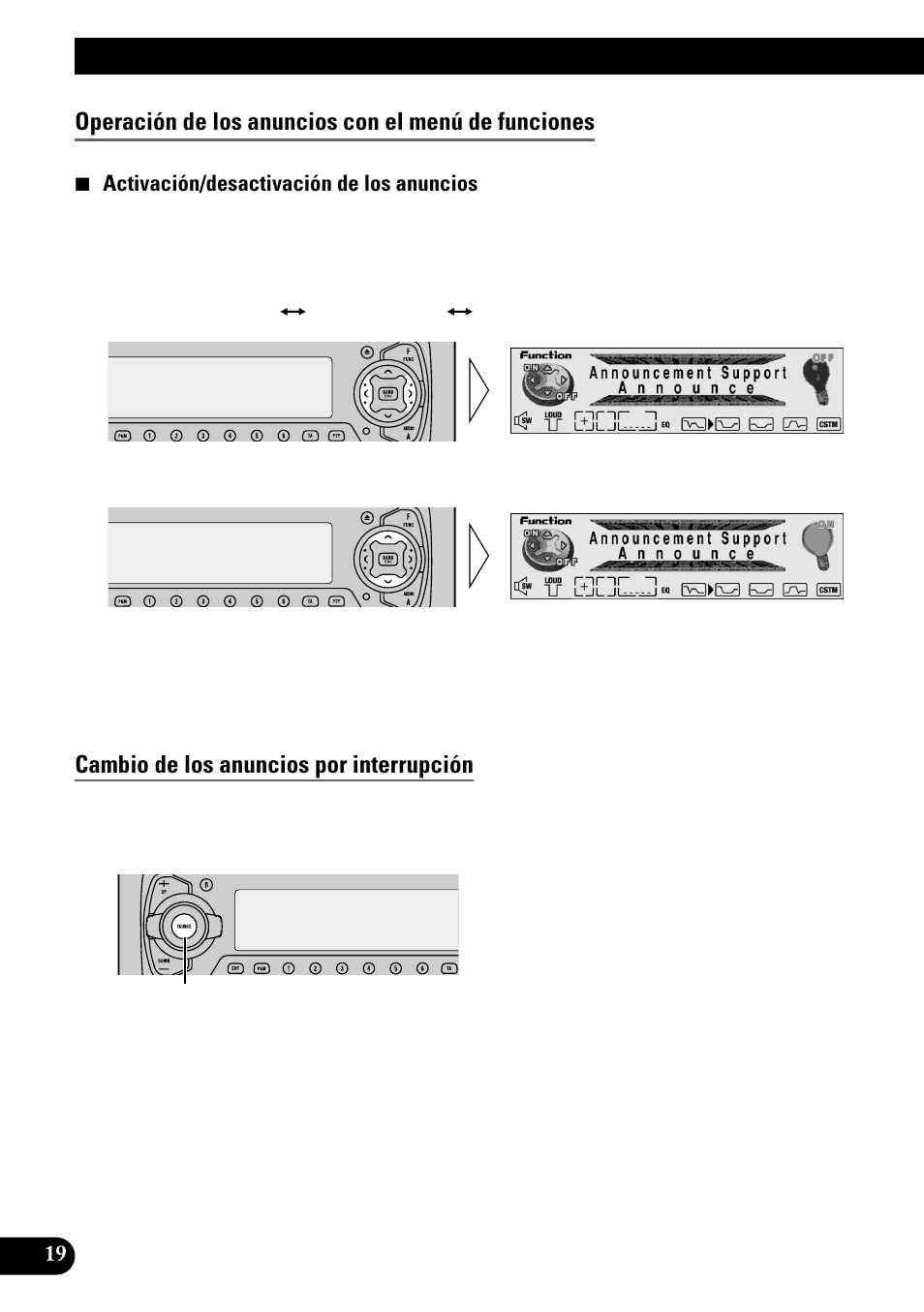 Uso de las funciones dab con deh-p9100r, Operación de los anuncios con el menú de funciones, Cambio de los anuncios por interrupción | Pioneer GEX-P700DAB User Manual | Page 60 / 124