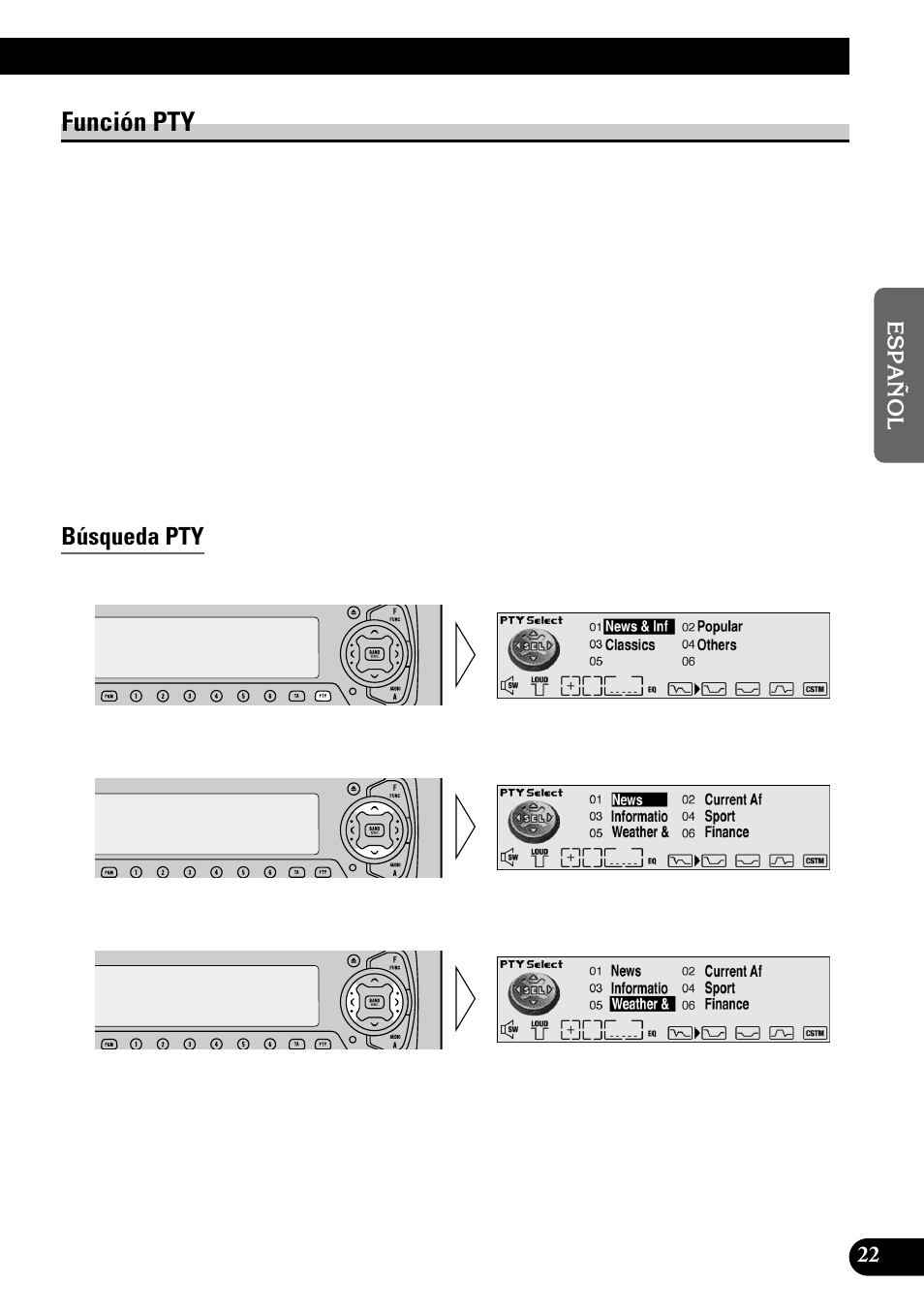 Función pty | Pioneer GEX-P700DAB User Manual | Page 63 / 124