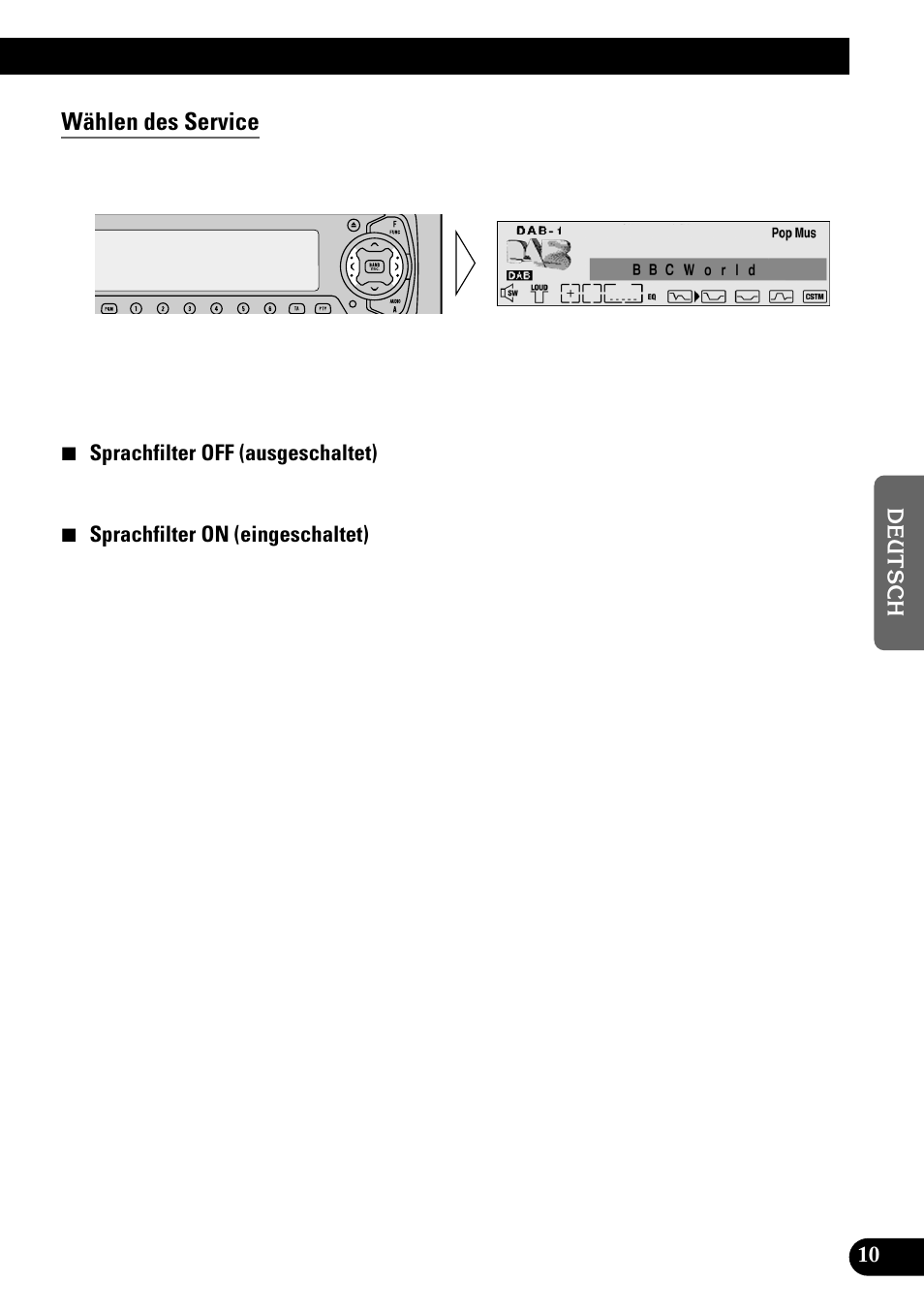 Wählen des service | Pioneer GEX-P700DAB User Manual | Page 91 / 124