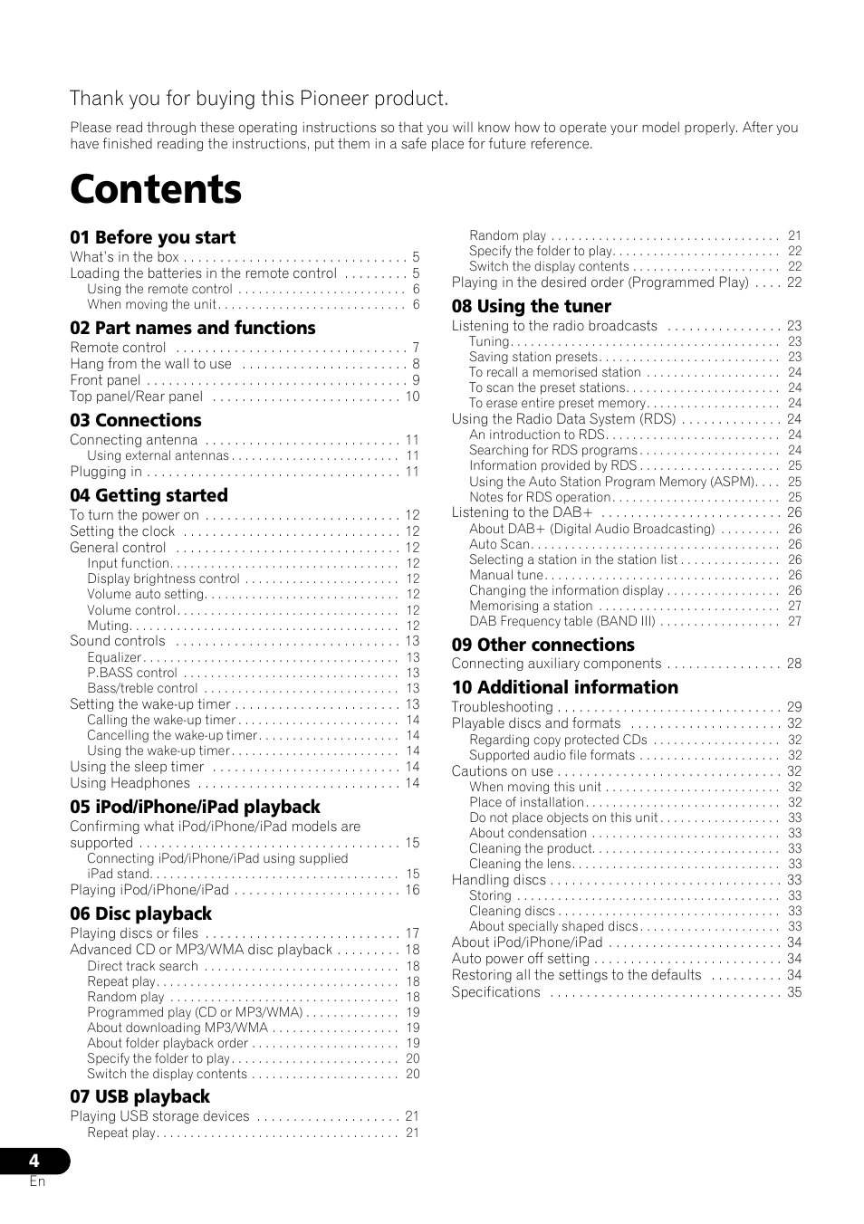 Pioneer X-SMC01DAB-K User Manual | Page 4 / 36