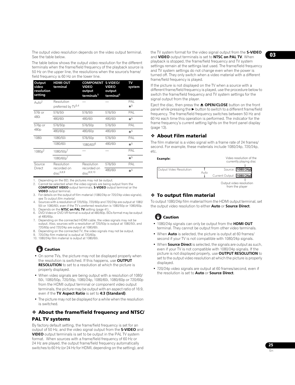 About film material | Pioneer BDP-LX71 User Manual | Page 25 / 72