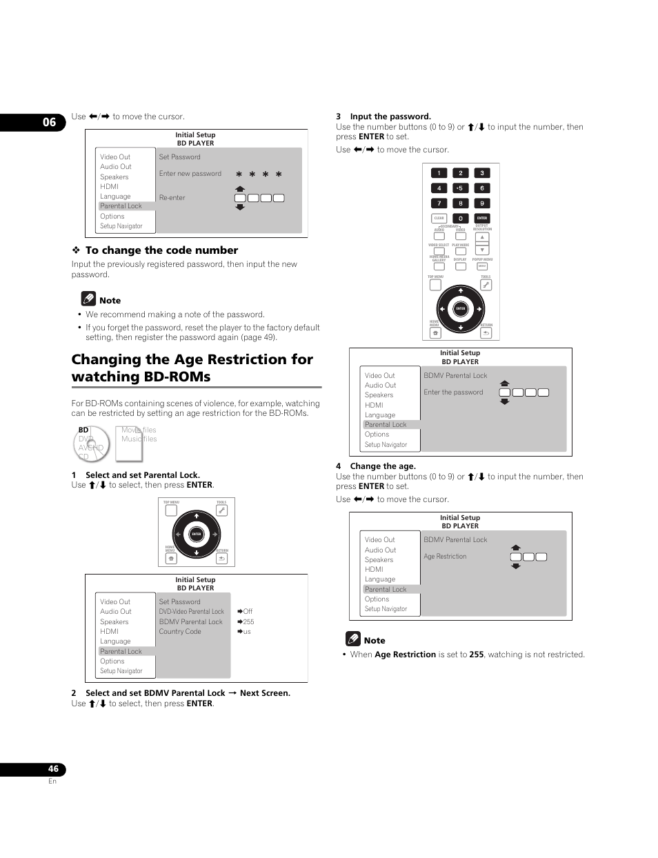 Changing the age restriction for watching bd-roms | Pioneer BDP-LX71 User Manual | Page 46 / 72