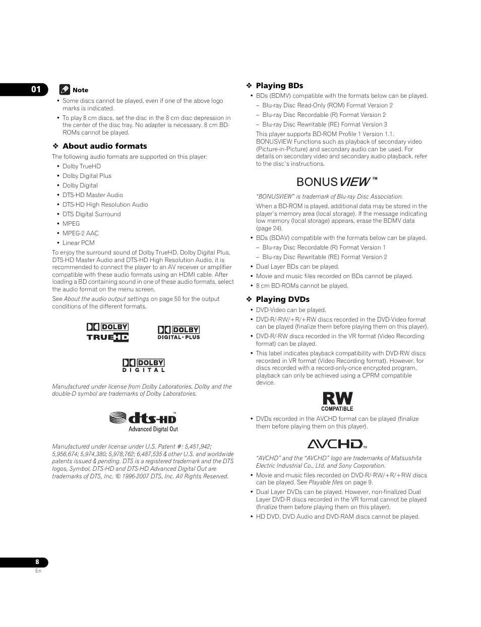 Pioneer BDP-LX71 User Manual | Page 8 / 72
