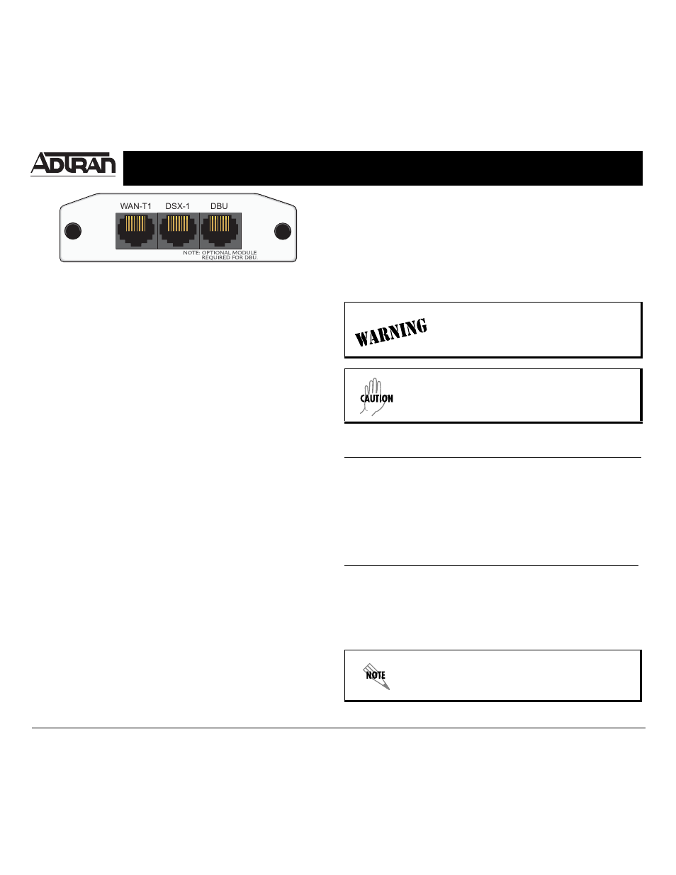 ADTRAN Network Interface Module T1/FT1 User Manual | 2 pages