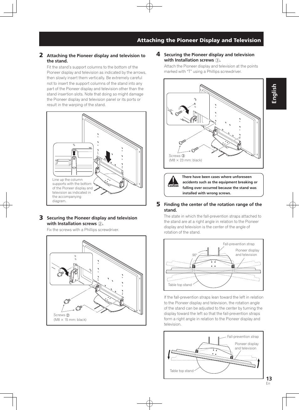 English, Attaching the pioneer display and television | Pioneer KRP-SW01 User Manual | Page 13 / 74