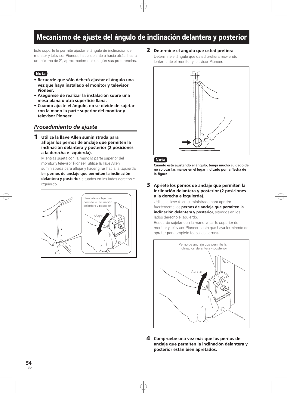 Procedimiento de ajuste | Pioneer KRP-SW01 User Manual | Page 54 / 74