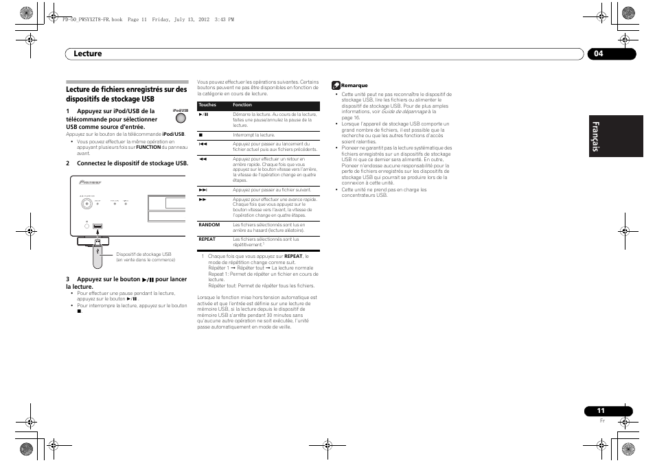 Stockage usb, Lecture 04 | Pioneer PD-50-S User Manual | Page 27 / 116