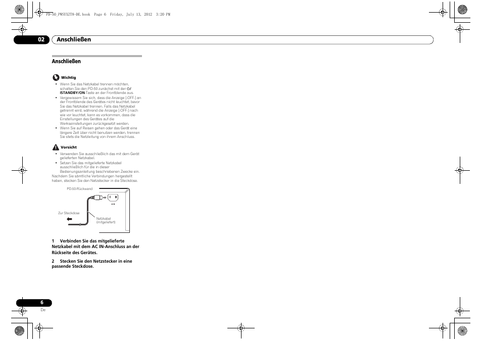 Anschließen | Pioneer PD-50-S User Manual | Page 38 / 116
