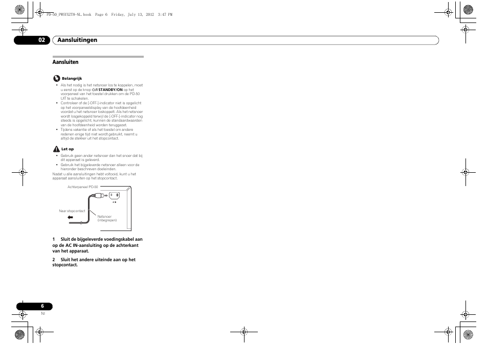 Aansluiten | Pioneer PD-50-S User Manual | Page 70 / 116