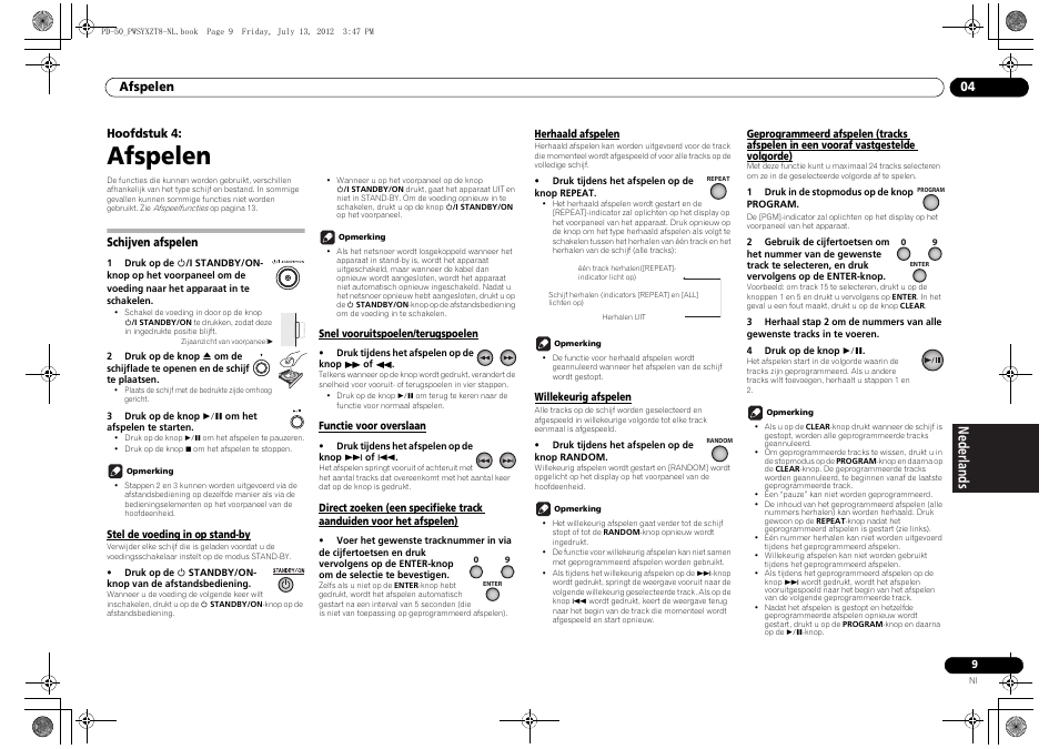 04 afspelen, Schijven afspelen, Vooraf vastgestelde volgorde) | Afspelen | Pioneer PD-50-S User Manual | Page 73 / 116