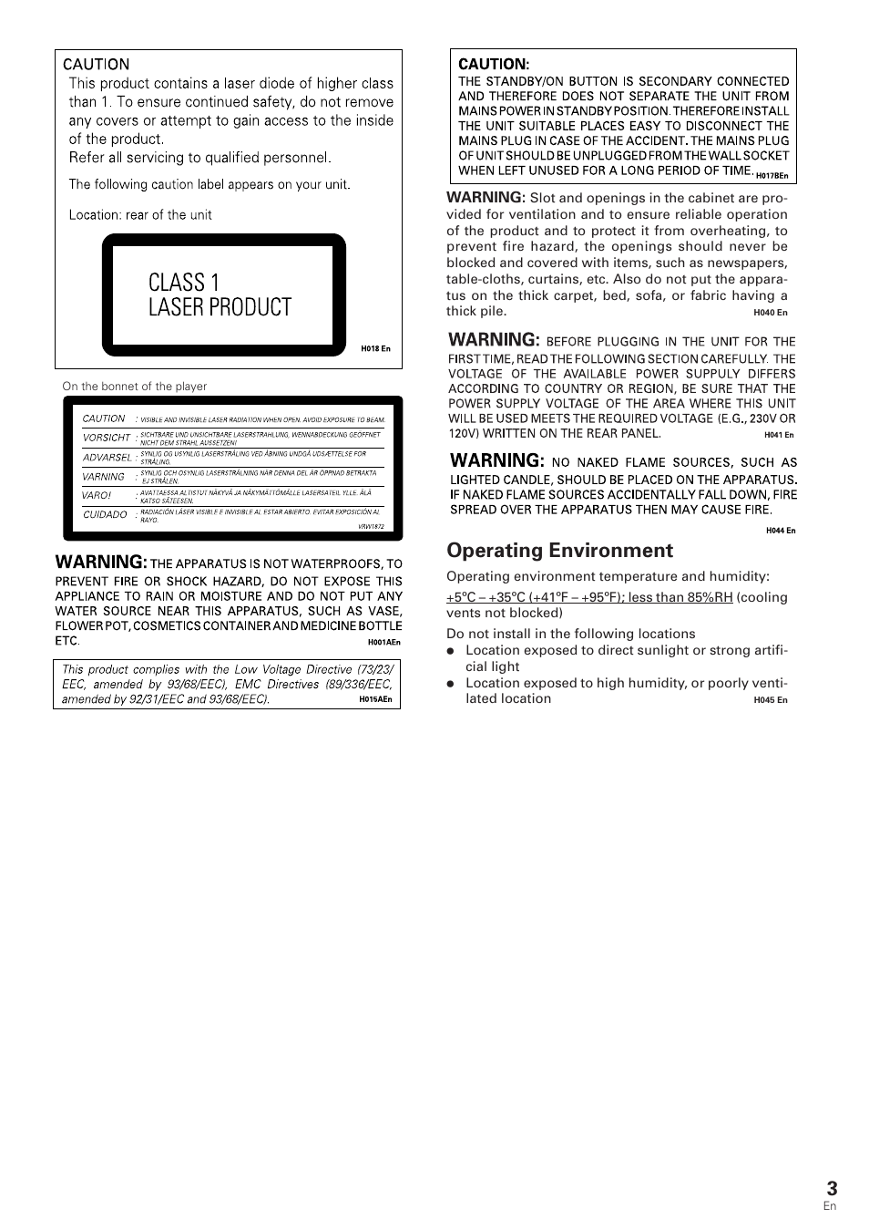 Operating environment | Pioneer DV-340 User Manual | Page 3 / 56