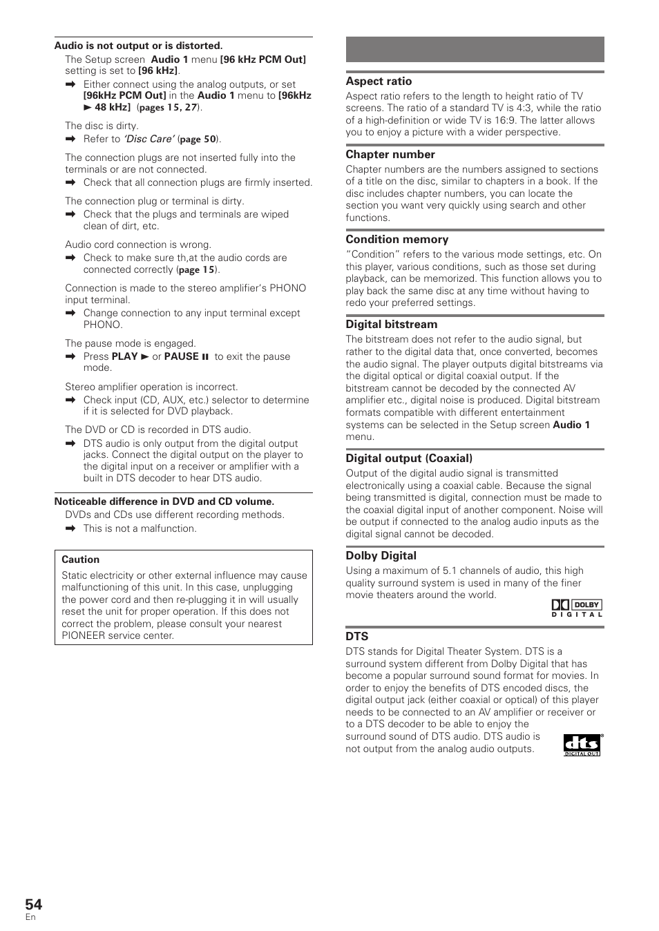 Terms | Pioneer DV-340 User Manual | Page 54 / 56