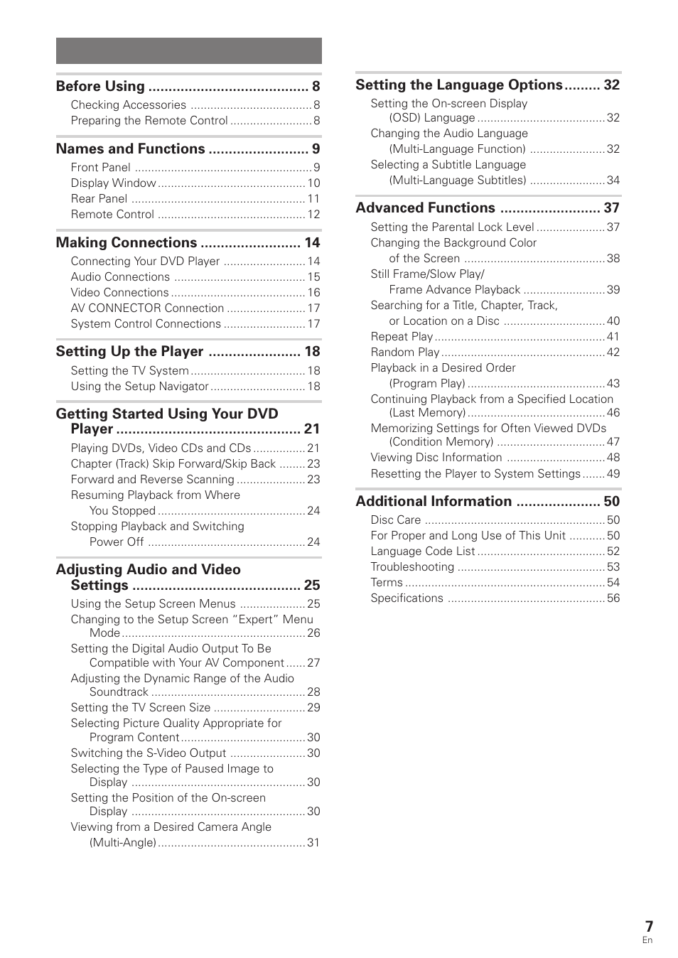 Pioneer DV-340 User Manual | Page 7 / 56