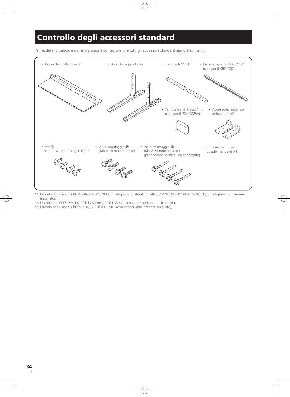 Controllo degli accessori standard | Pioneer PDK-TS35A User Manual | Page 34 / 73