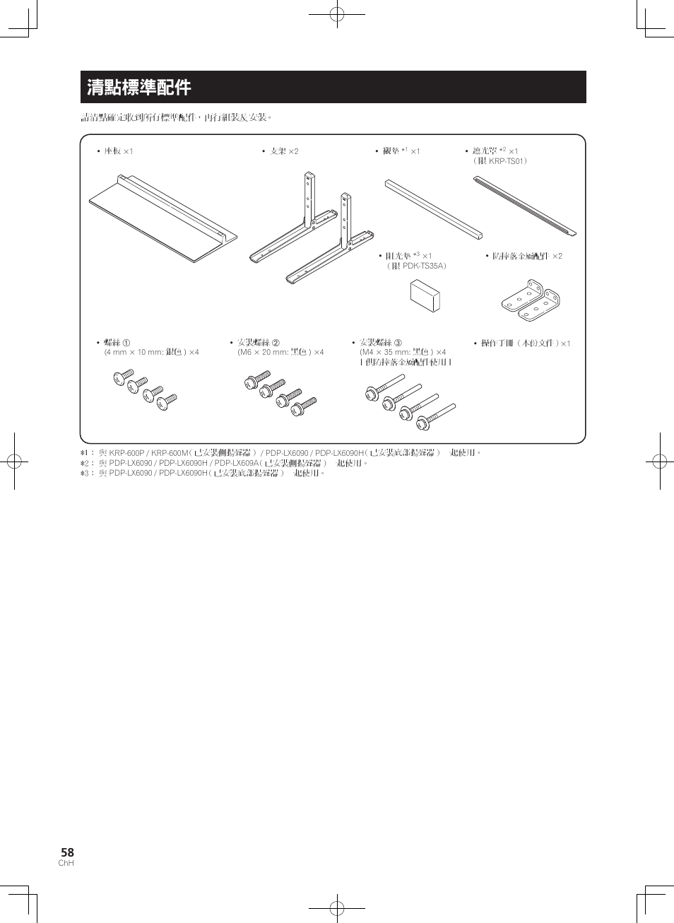 清點標準配件 | Pioneer PDK-TS35A User Manual | Page 58 / 73