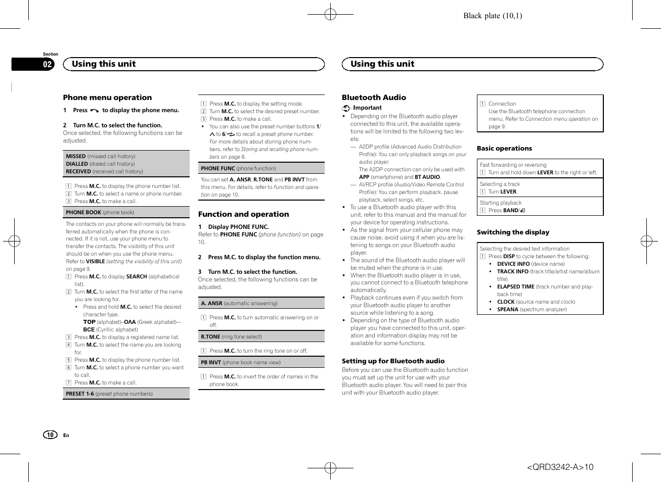 Using this unit | Pioneer MVH-X560BT User Manual | Page 10 / 164