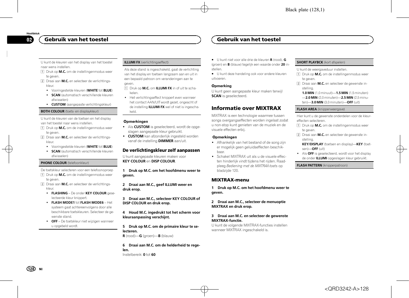 Informatie over mixtrax op blad, Zijde 128, Informatie over mixtrax | Gebruik van het toestel | Pioneer MVH-X560BT User Manual | Page 128 / 164