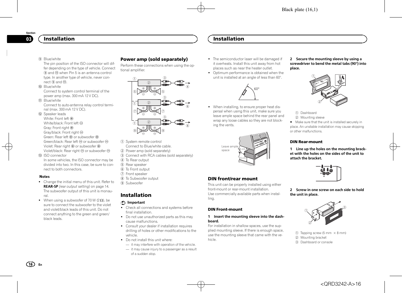 Installation | Pioneer MVH-X560BT User Manual | Page 16 / 164