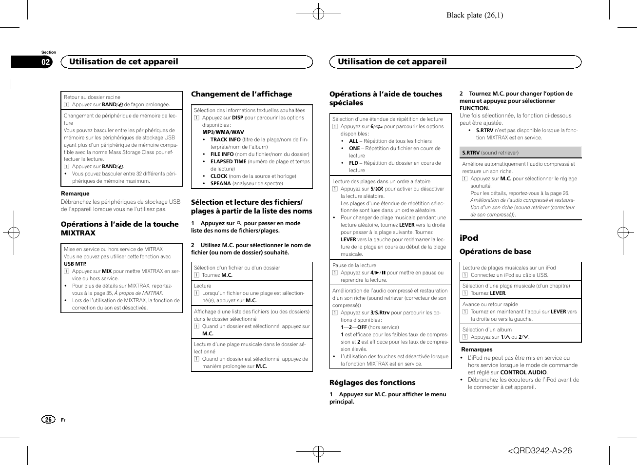 Ipod, Utilisation de cet appareil | Pioneer MVH-X560BT User Manual | Page 26 / 164
