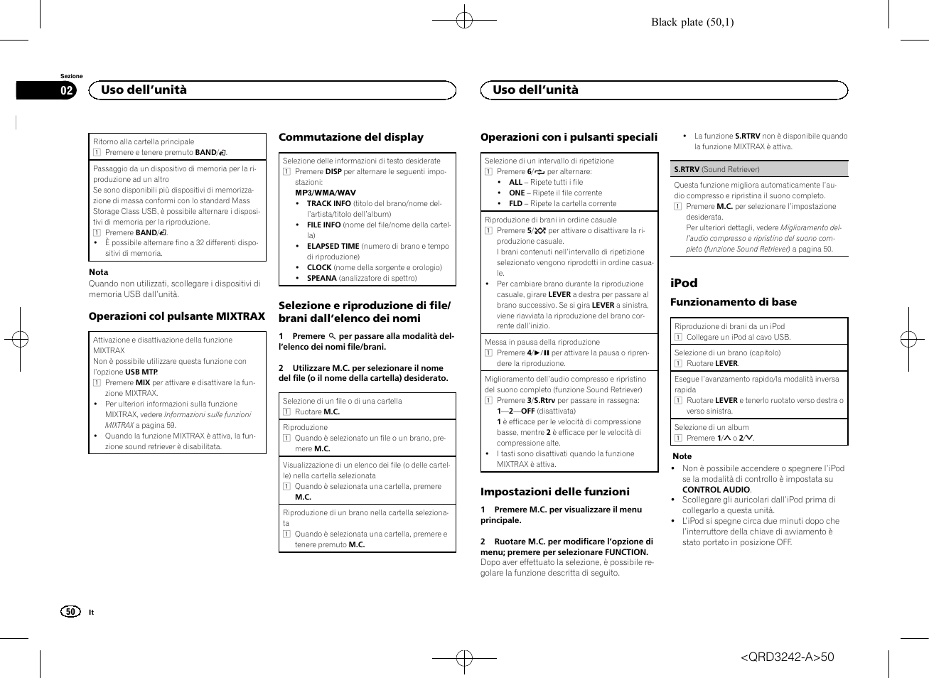 Ipod, Uso dell ’unità | Pioneer MVH-X560BT User Manual | Page 50 / 164