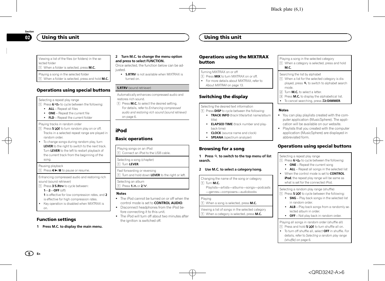 Ipod, Using this unit | Pioneer MVH-X560BT User Manual | Page 6 / 164