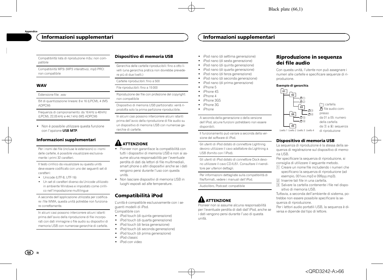 Compatibilità ipod, Riproduzione in sequenza dei file audio, Informazioni supplementari | Pioneer MVH-X560BT User Manual | Page 66 / 164
