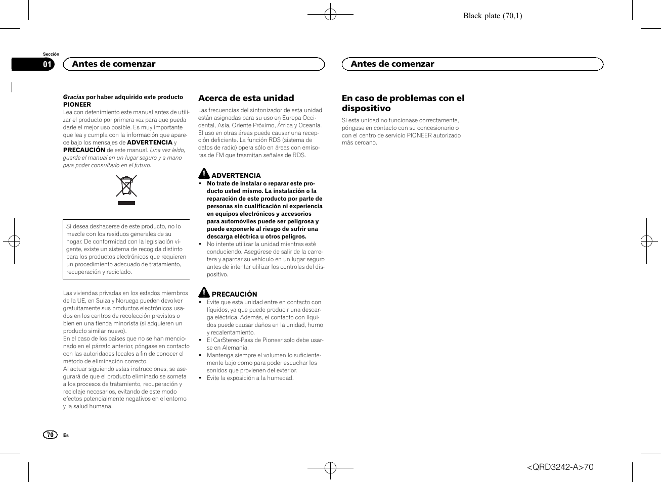 Manual de instrucciones, Receptor de medios digitales | Pioneer MVH-X560BT User Manual | Page 70 / 164