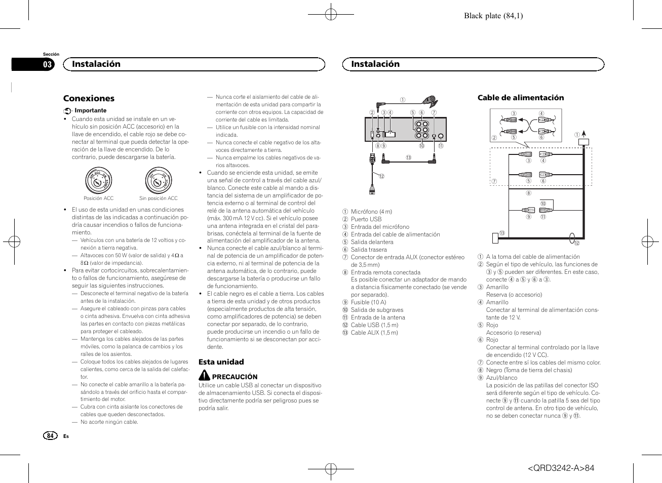 Conexiones, Instalación | Pioneer MVH-X560BT User Manual | Page 84 / 164