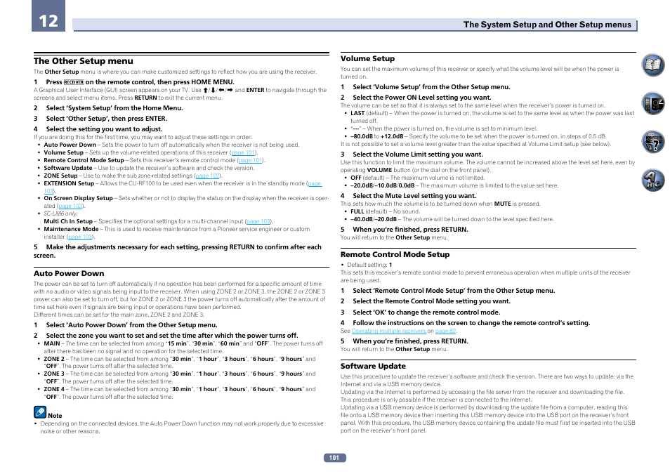 The other setup menu | Pioneer SC-LX76-K User Manual | Page 101 / 133