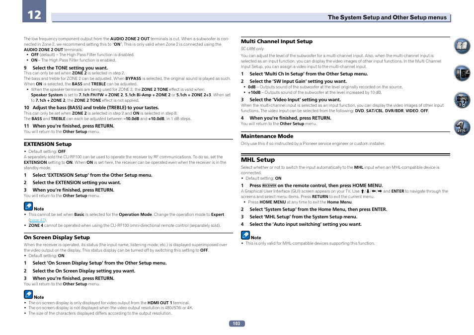 Mhl setup | Pioneer SC-LX76-K User Manual | Page 103 / 133