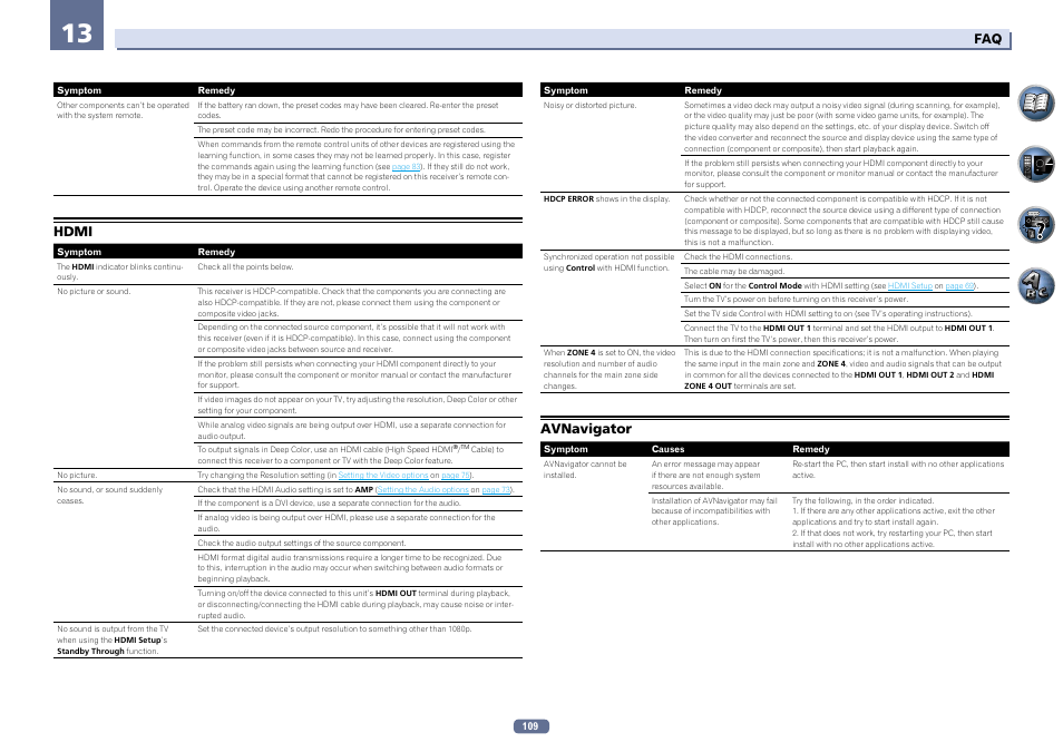 Hdmi avnavigator, Hdmi, Avnavigator | Pioneer SC-LX76-K User Manual | Page 109 / 133
