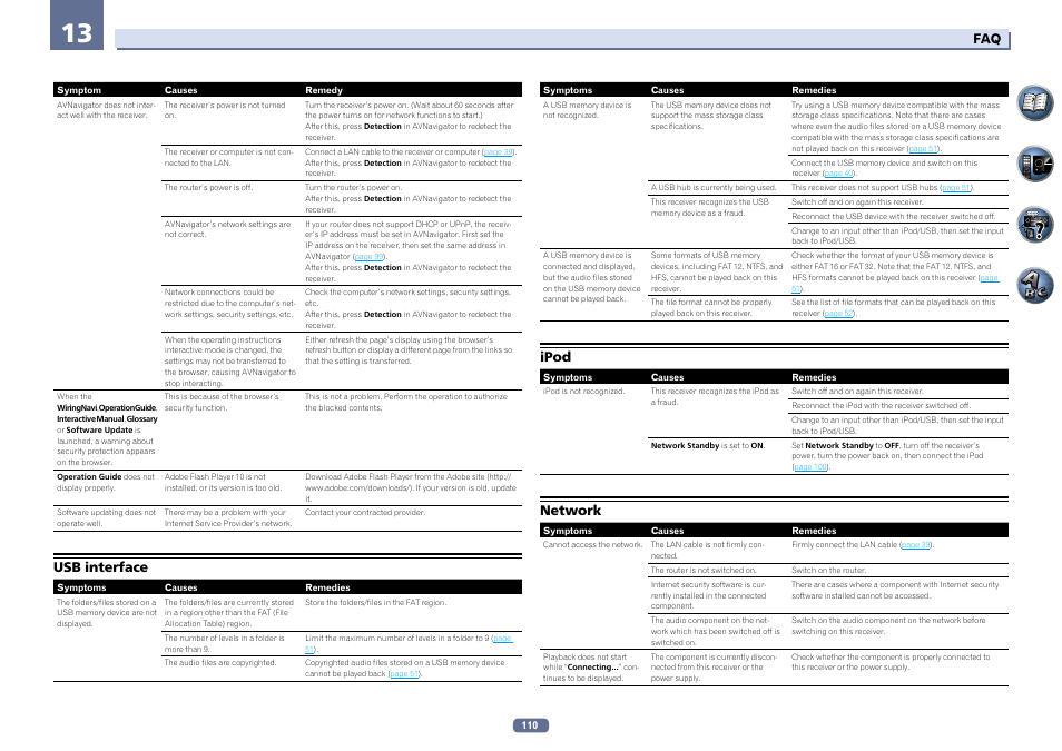 Usb interface ipod network, Usb interface, Ipod | Network | Pioneer SC-LX76-K User Manual | Page 110 / 133