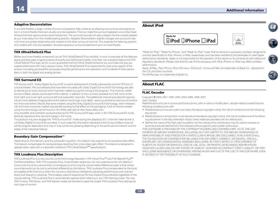 About ipod about flac | Pioneer SC-LX76-K User Manual | Page 116 / 133