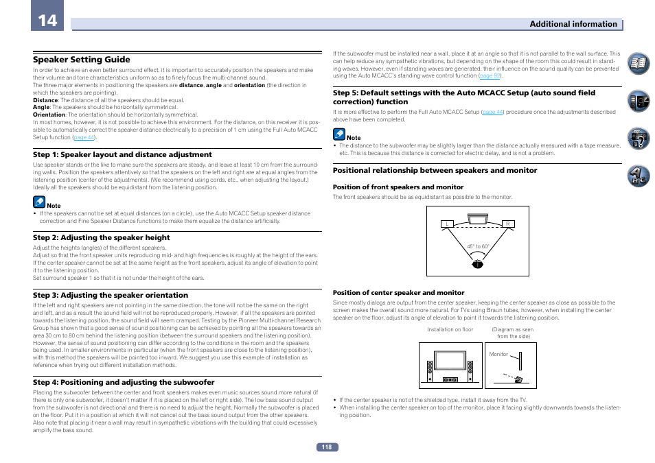 Speaker setting guide | Pioneer SC-LX76-K User Manual | Page 118 / 133