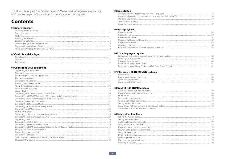 Pioneer SC-LX76-K User Manual | Page 3 / 133