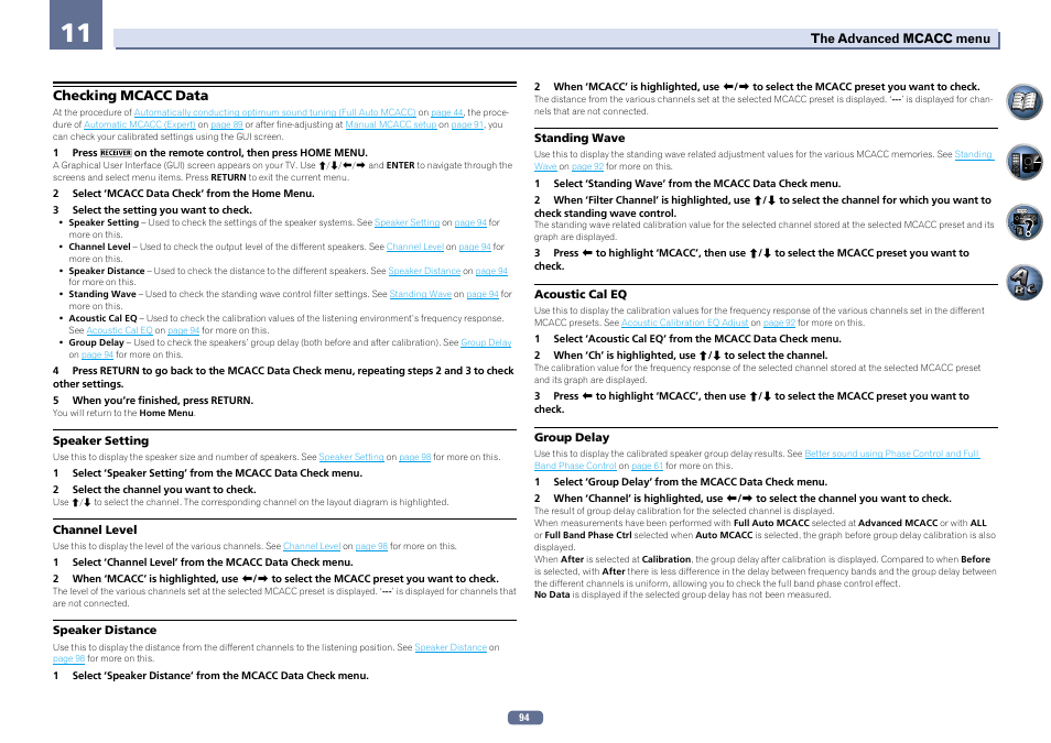 Checking mcacc data | Pioneer SC-LX76-K User Manual | Page 94 / 133