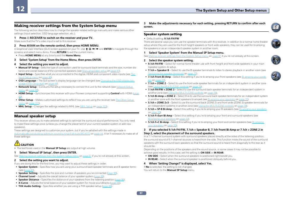 Manual speaker setup | Pioneer SC-LX76-K User Manual | Page 97 / 133