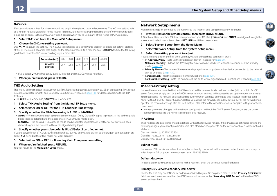 Network setup menu | Pioneer SC-LX76-K User Manual | Page 99 / 133