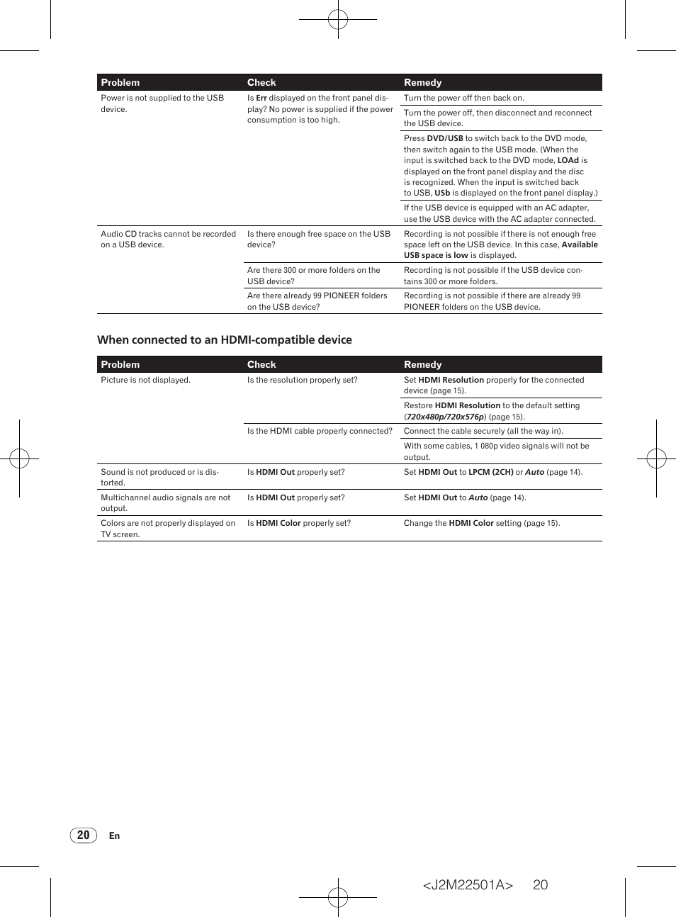When connected to an hdmi-compatible device | Pioneer DV-220V-K User Manual | Page 20 / 26