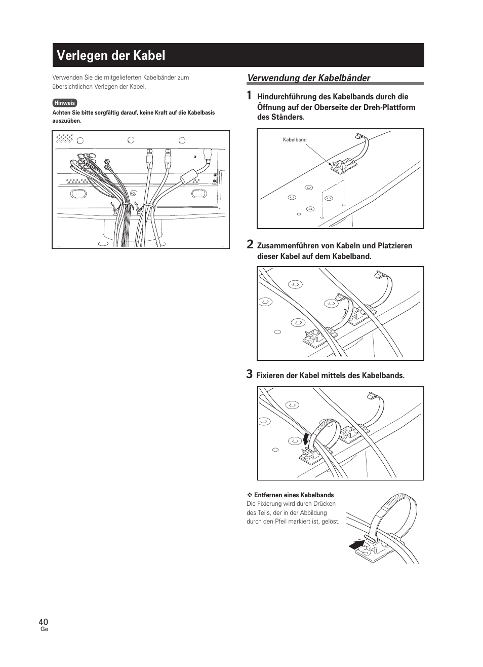 Verlegen der kabel | Pioneer PDK-TS25 User Manual | Page 40 / 89