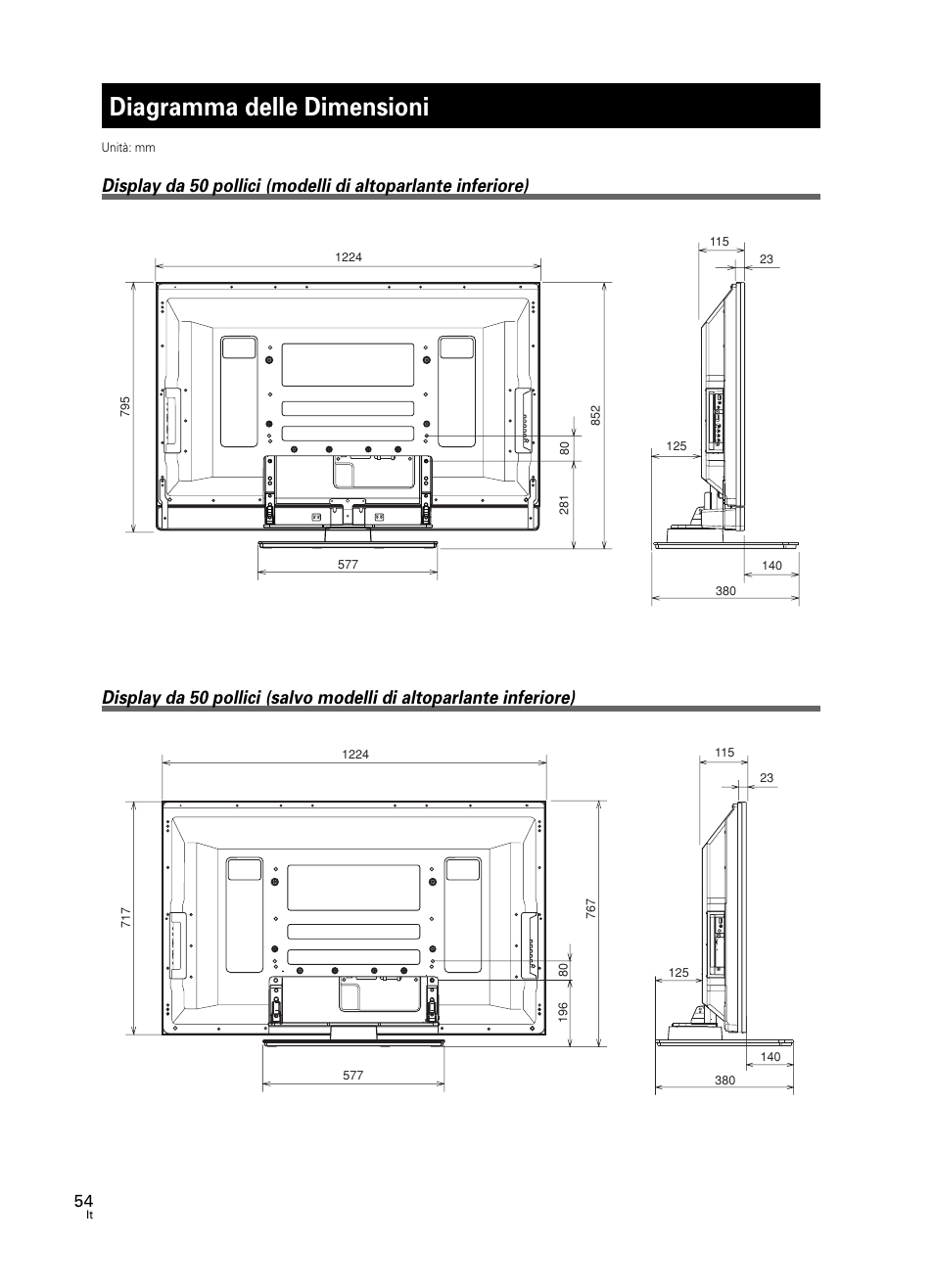 Diagramma delle dimensioni | Pioneer PDK-TS25 User Manual | Page 54 / 89