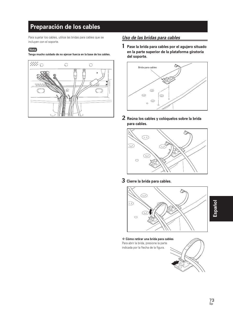 Preparación de los cables | Pioneer PDK-TS25 User Manual | Page 73 / 89