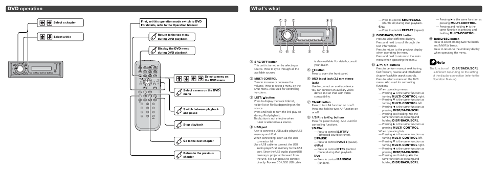 Dvd operation, What’s what | Pioneer DVH-P4100UB User Manual | Page 2 / 8