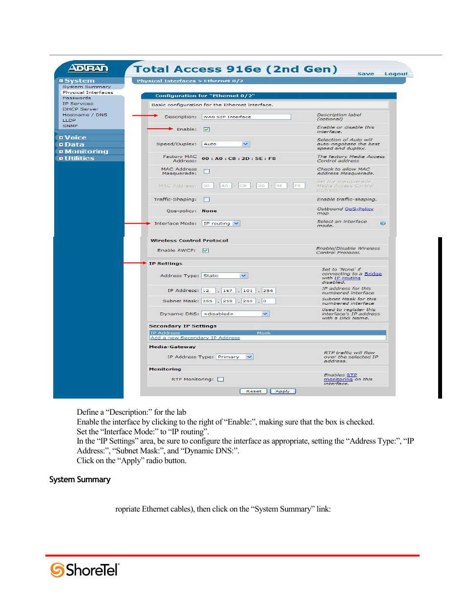 System summary | ADTRAN 220T1 User Manual | Page 18 / 32