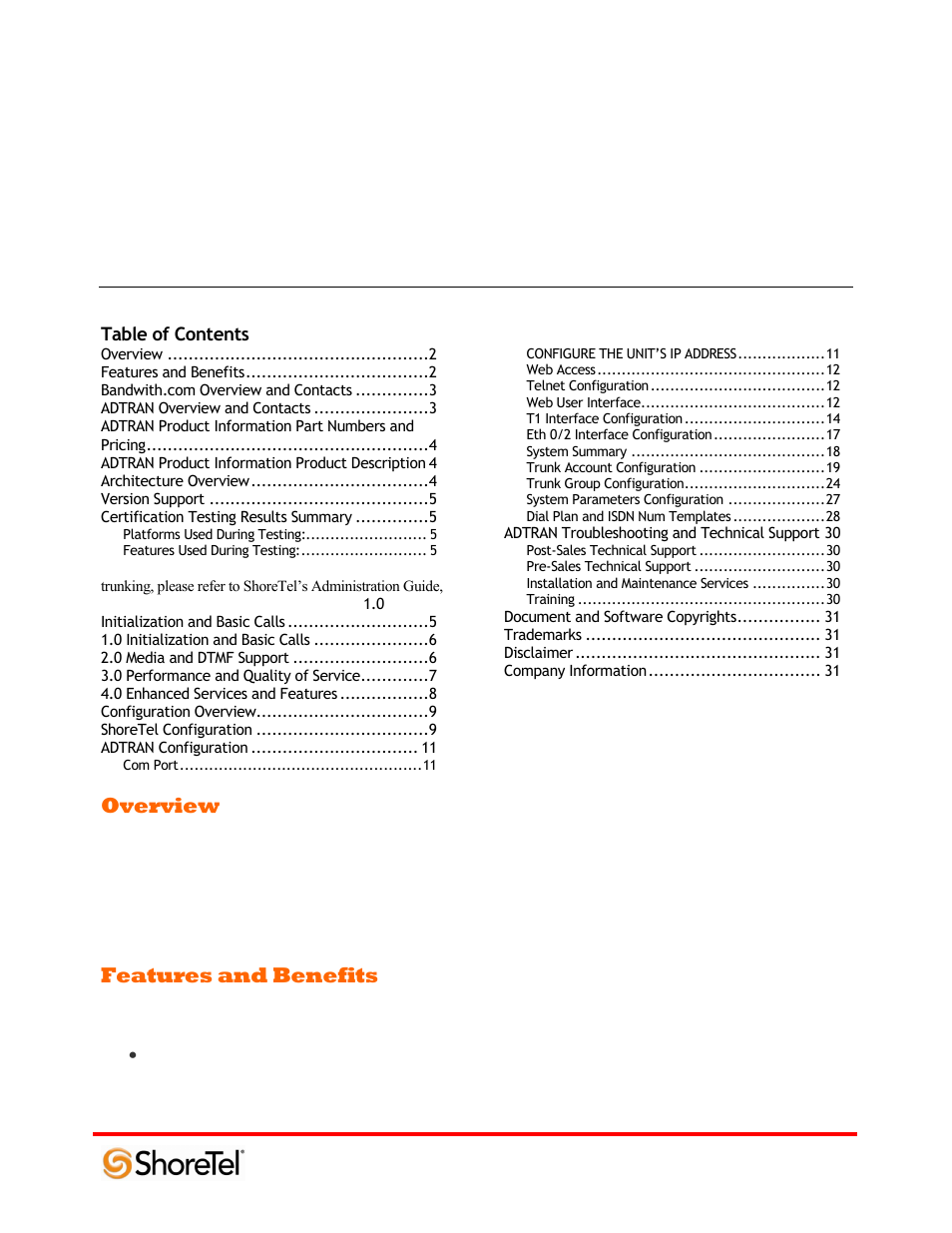 Overview, Features and benefits | ADTRAN 220T1 User Manual | Page 2 / 32