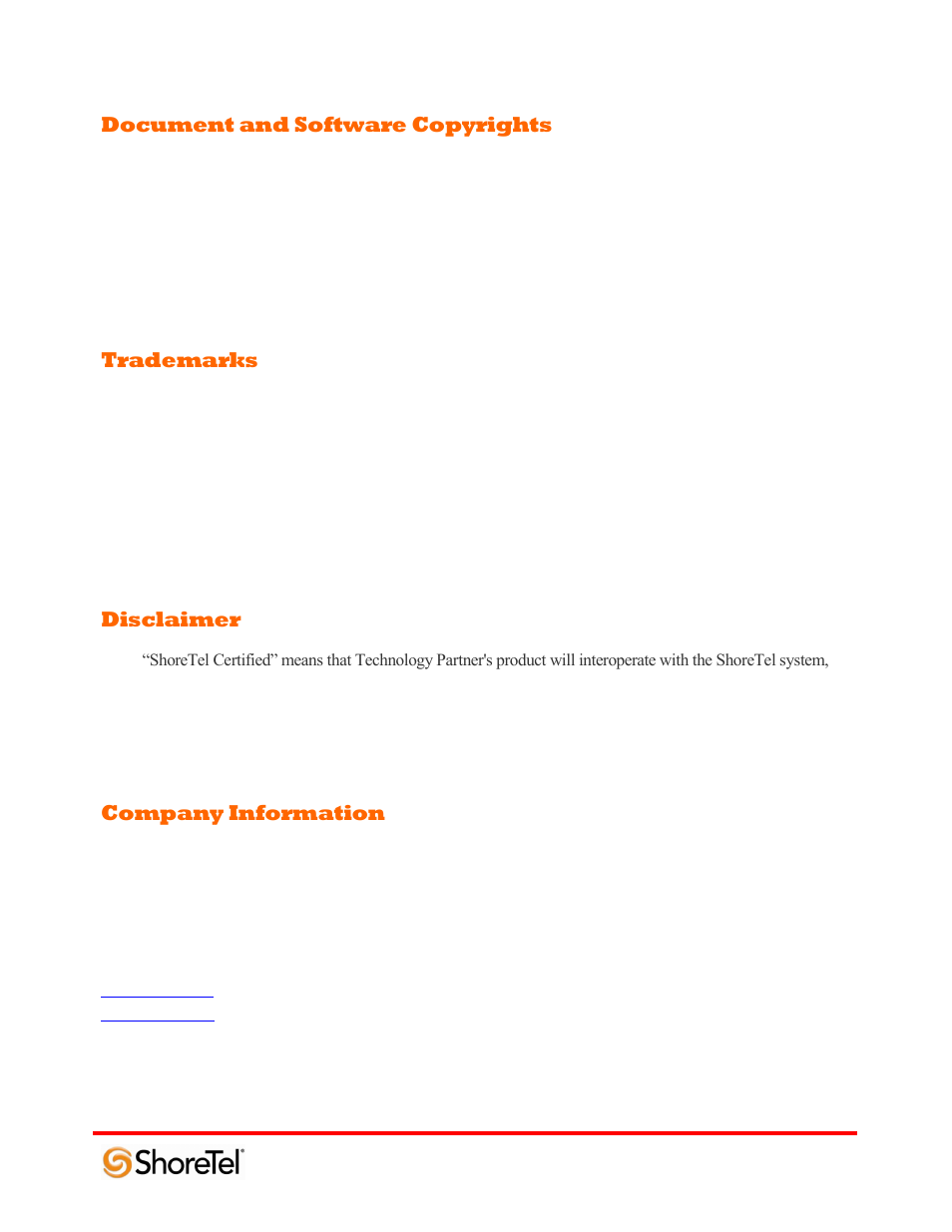 Document and software copyrights, Trademarks, Disclaimer | Company information | ADTRAN 220T1 User Manual | Page 31 / 32