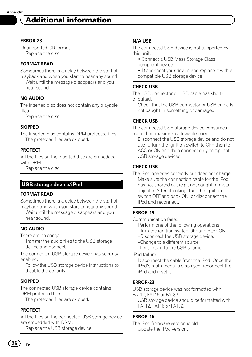 Additional information | Pioneer DEH-4600BT User Manual | Page 26 / 36