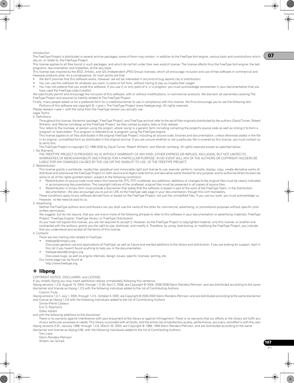 Libpng | Pioneer LX01BD User Manual | Page 107 / 116